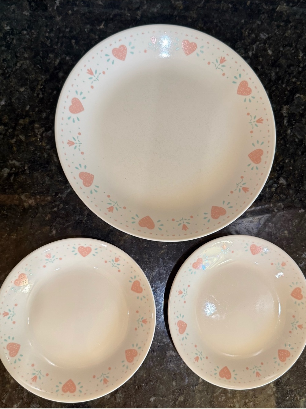 Vintage Cottage Core Forever Yours 3 Piece Corelle Dishes